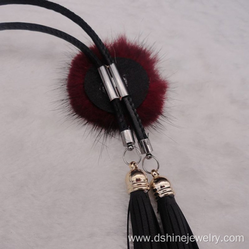 Fashion Rose Fur Ball Tassel Necklace Statement Necklaces